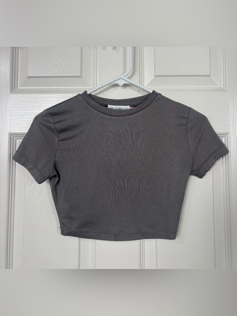 Hello Molly Charcoal Crop Tee